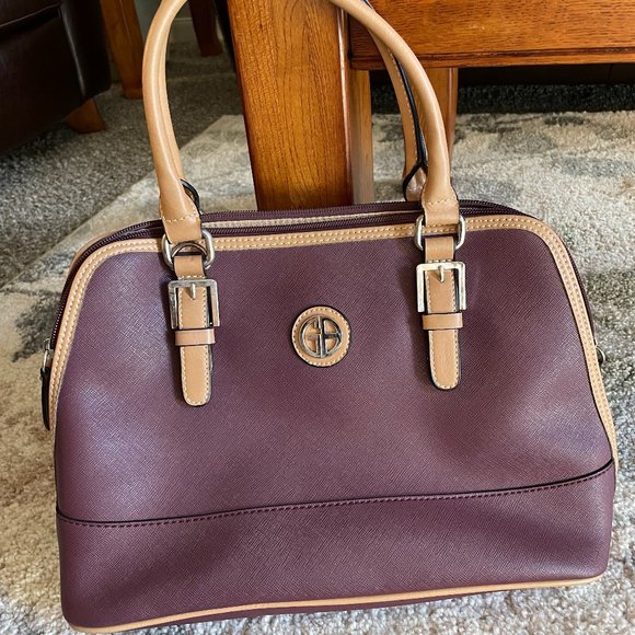 Giana Bernini Saffiano Dome Satchel Maroon - Picture 2 of 6